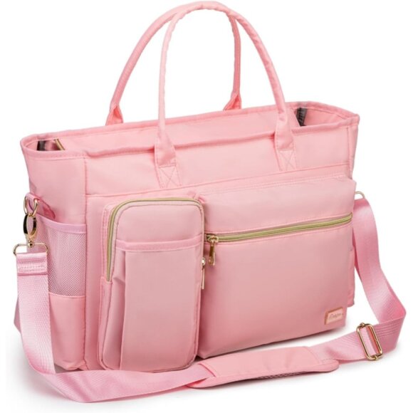 Pink Middle Size Computer Messenger Laptop Tote with 15.6'' Padded Laptop Sleeve - Picture 5 of 5
